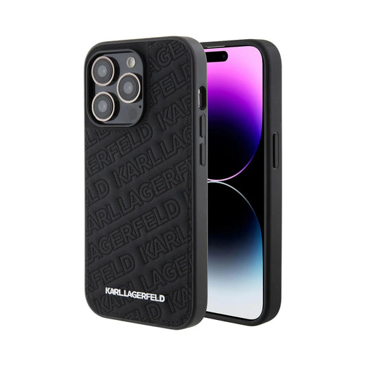Karl Lagerfeld Gestepptes K-Muster Case, Schwarz - iPhone 15 Pro