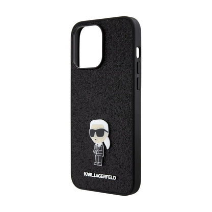 Karl Lagerfeld KLHCP15XGKNPSK Ikonik Glitter Pin Case, Schwarz – iPhone 15 Pro Max