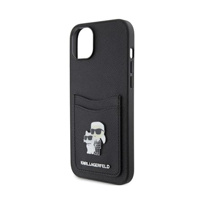 Karl Lagerfeld Saffiano Kartenfach Backcover Case, Schwarz - iPhone 15