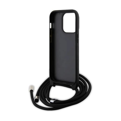 Karl Lagerfeld Crossbody Saffiano Metal Pin Karl & Choupette Hardcase KLHCP14LSAKCPSK, Schwarz - iPhone 14 Pro