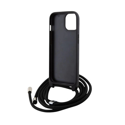 Karl Lagerfeld Hülle Crossbody Saffiano Metall Pin Karl & Choupette Schwarz – iPhone 15