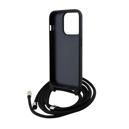 Karl Lagerfeld Crossbody Saffiano Metal Pin Karl & Choupette Case, Schwarz - iPhone 15 Pro Max
