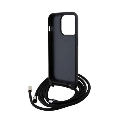 Karl Lagerfeld TPU Saffiano Ikonik Metal Pin Crossbody Case, Schwarz - iPhone 15 Pro