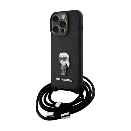 Karl Lagerfeld Hülle Back Cover Ikonik Metal Pin Schwarz – iPhone 15 Pro Max