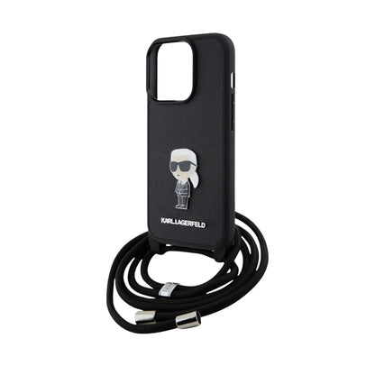 Karl Lagerfeld Hülle Back Cover Ikonik Metal Pin Schwarz – iPhone 15 Pro Max