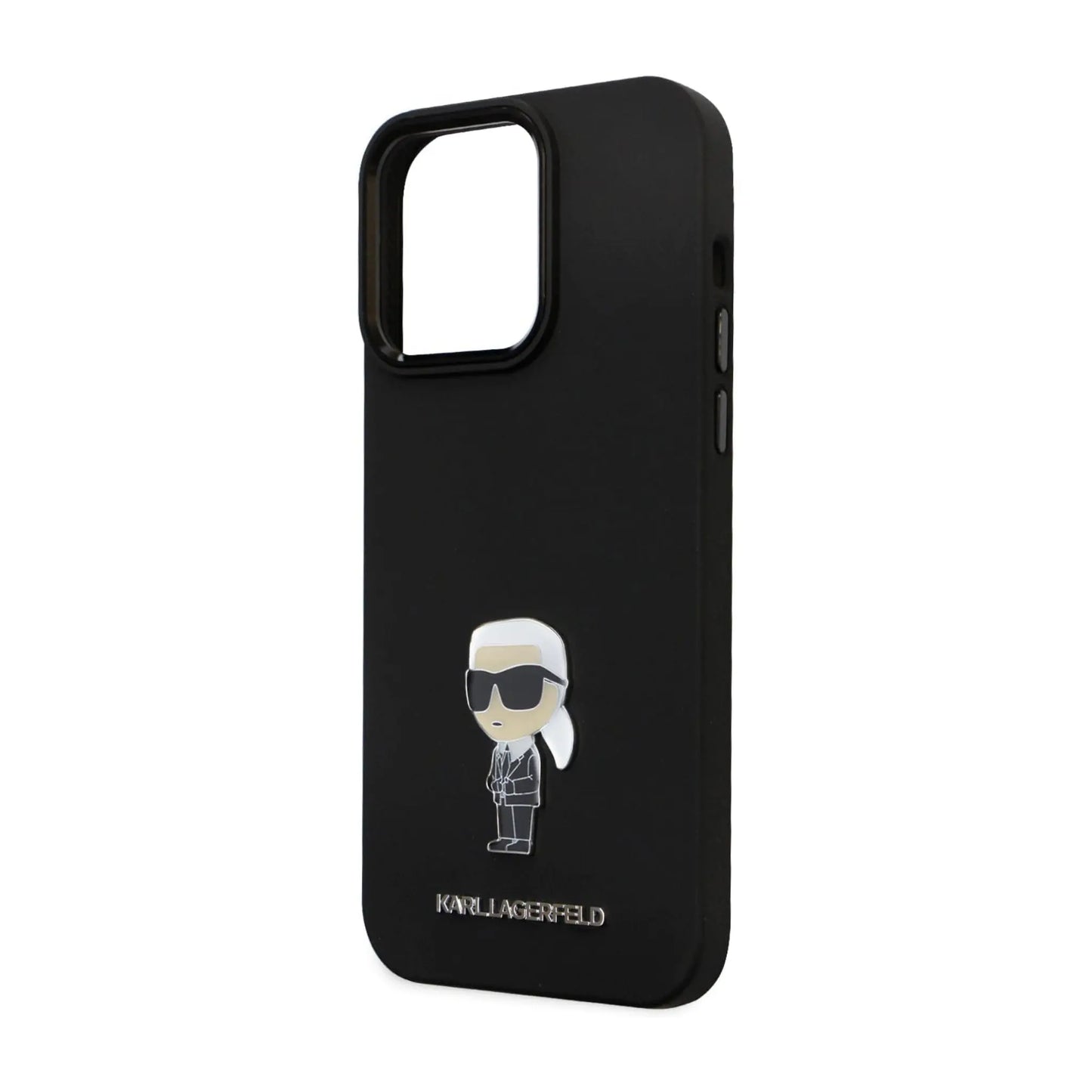 Karl Lagerfeld Silikon Ikonik Metal Pin Case, Schwarz - iPhone 15 Pro