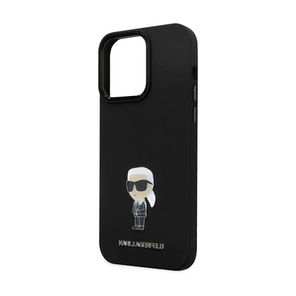 Karl Lagerfeld Silikon Ikonik Metal Pin Case, Schwarz - iPhone 15 Pro Max