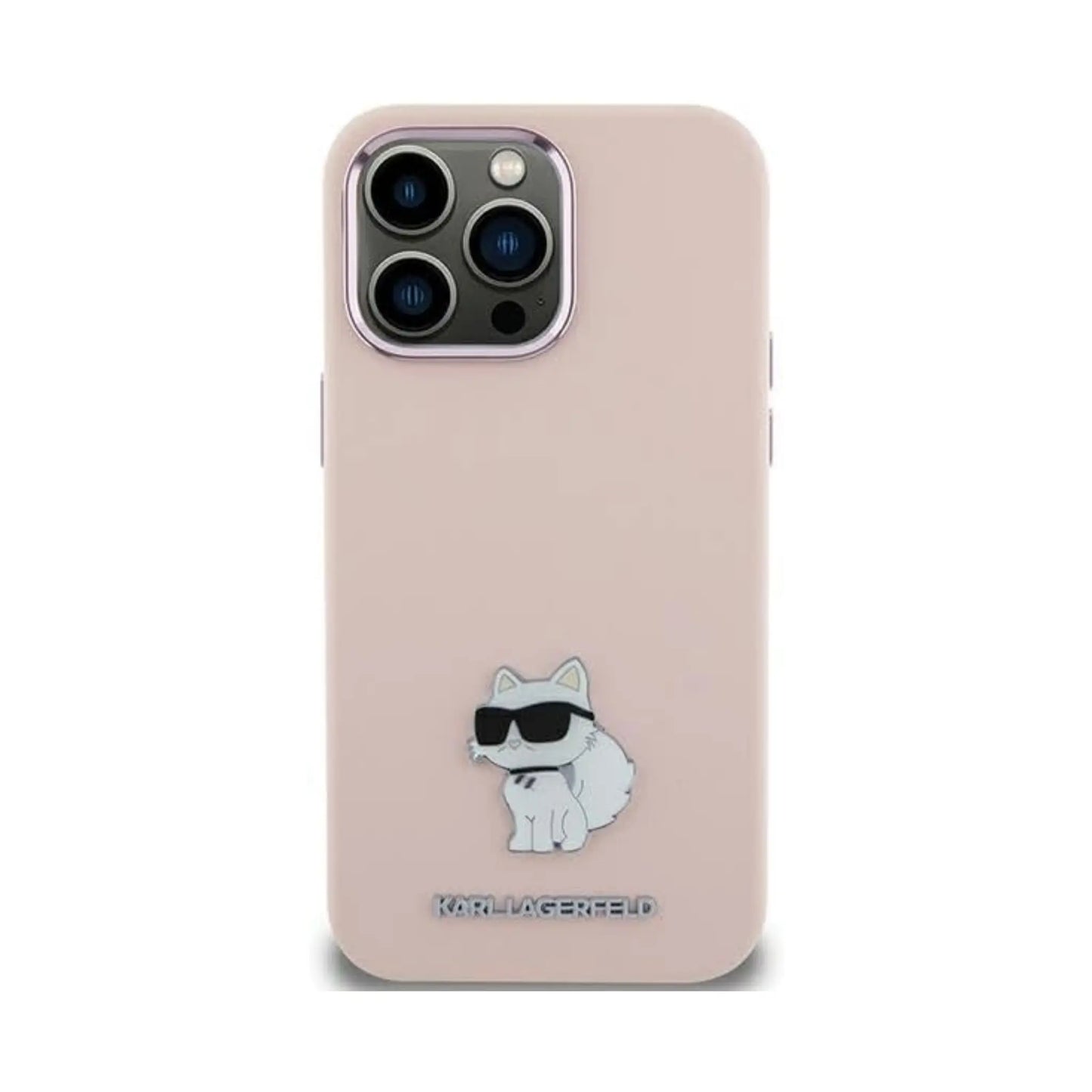Karl Lagerfeld Hülle Silikon Choupette Metall Pin Rosa – iPhone 15
