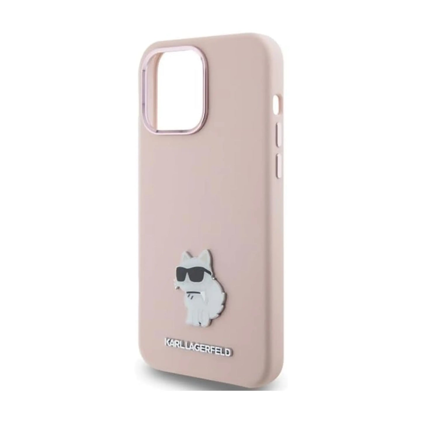 Karl Lagerfeld Silikon Choupette Metal Pin Case, Pink - iPhone 15 Pro Max