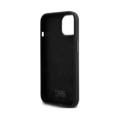 Karl Lagerfeld Silikon Choupette Metal Pin Case, Schwarz - iPhone 15