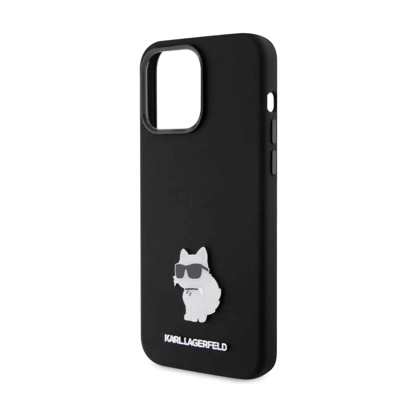 Karl Lagerfeld Silikon Choupette Metal Pin Case, Schwarz - iPhone 15 Pro Max