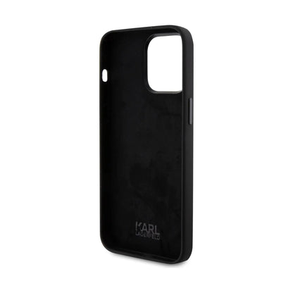 Karl Lagerfeld Silikon Choupette Metal Pin Case, Schwarz - iPhone 15 Pro Max