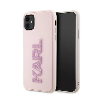 Karl Lagerfeld Hülle KLHCN613DMBKCP 3D Glitzerlogo Rosa – iPhone 11/XR