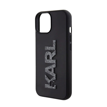 Karl Lagerfeld Hülle 3D Rubber Glitter Logo Schwarz – iPhone 15