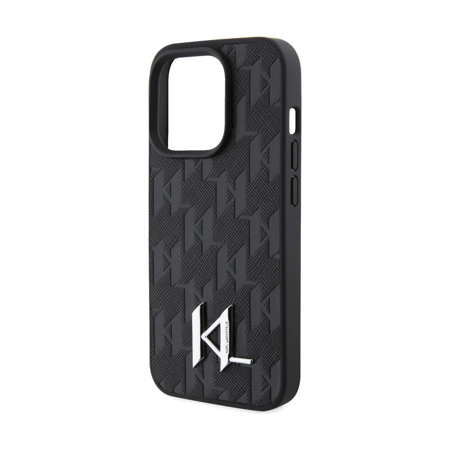 Karl Lagerfeld TPU Hardcase Hot Stamp KL Metal Logo Monogram Case, Schwarz - iPhone 15 Pro Max