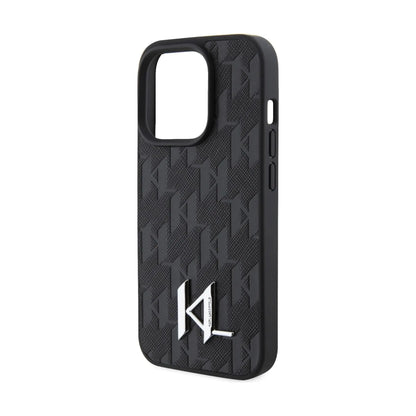 Karl Lagerfeld TPU Hardcase Hot Stamp KL Metal Logo Monogram Case, Schwarz - iPhone 15 Pro Max