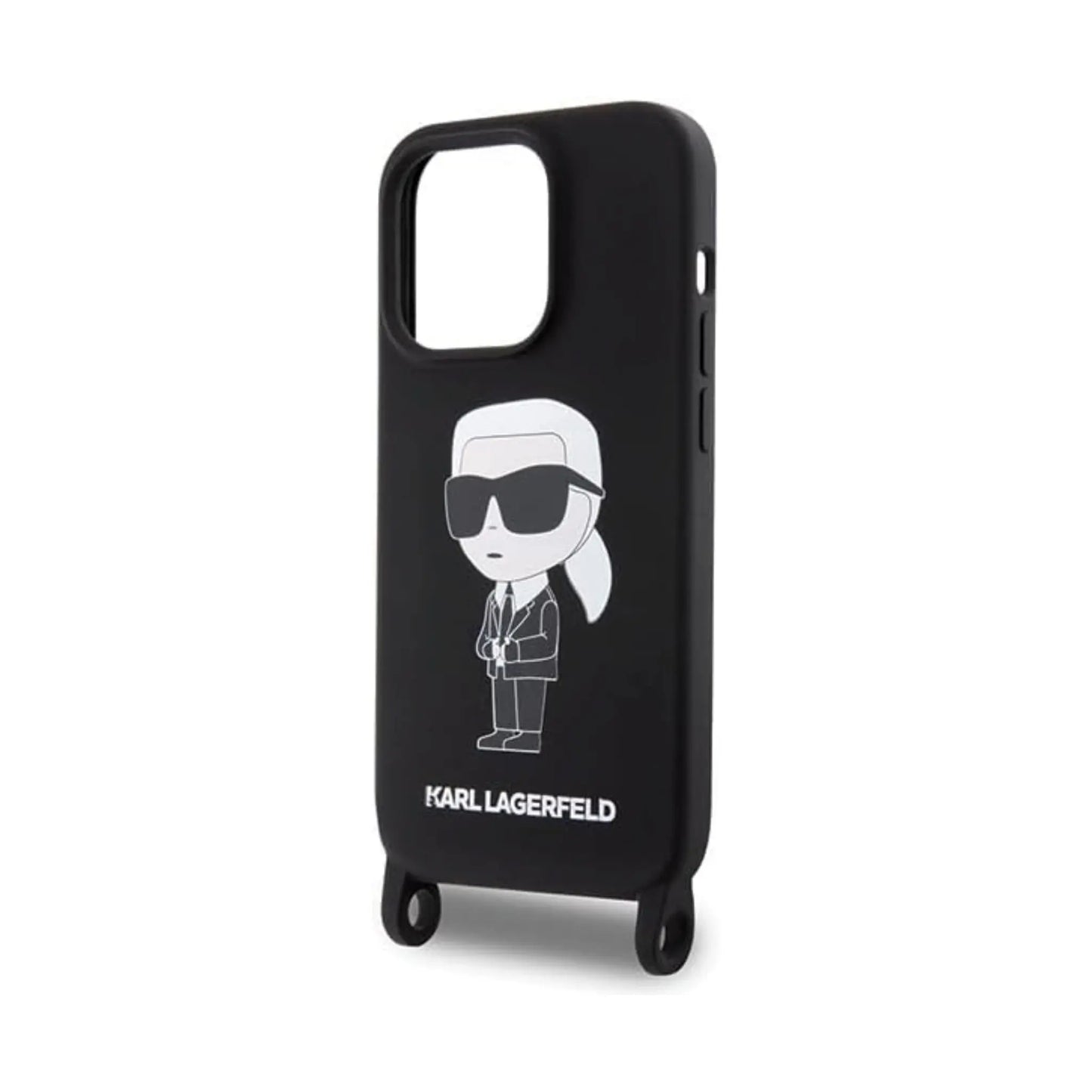 Karl Lagerfeld Hülle Liquid Silicone Crossbody Ikonik Schwarz – iPhone 15 Pro