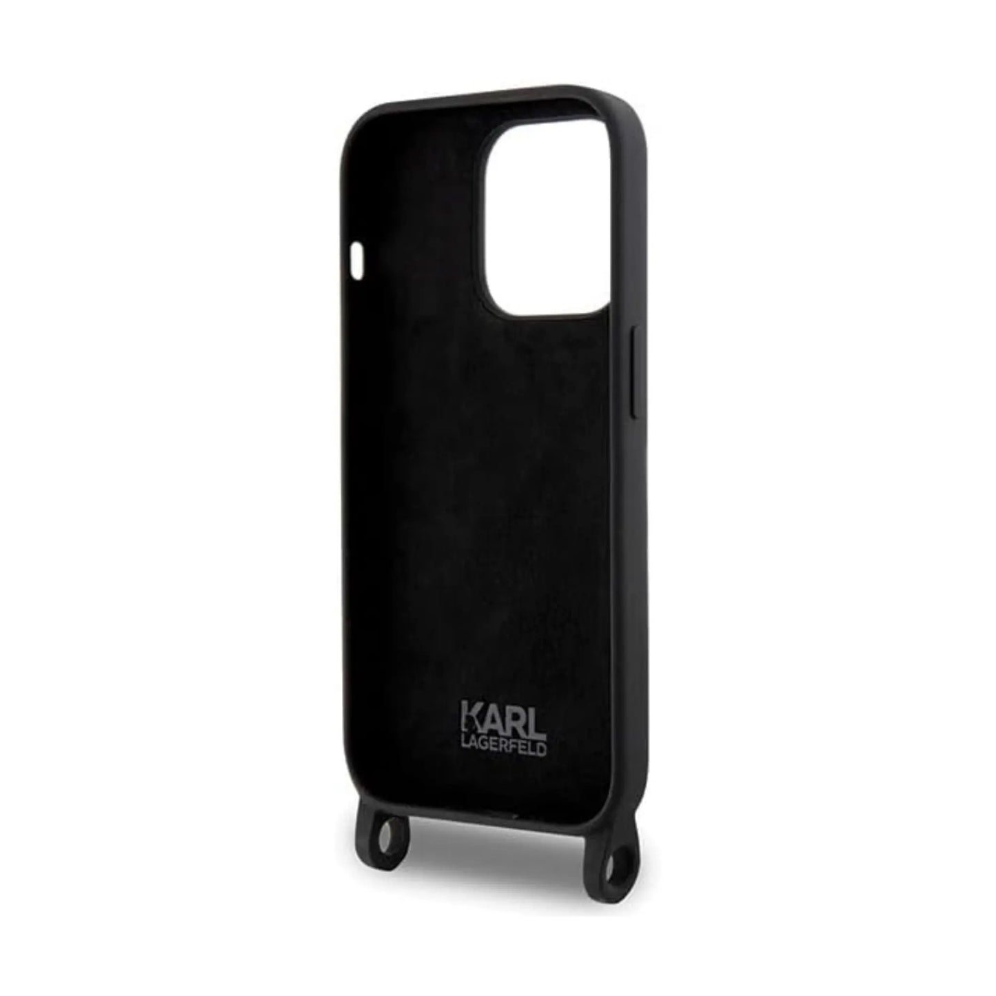 Karl Lagerfeld Hülle Liquid Silicone Crossbody Ikonik Schwarz – iPhone 15 Pro