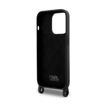 Karl Lagerfeld Hülle Liquid Silicone Crossbody Ikonik Schwarz – iPhone 15 Pro