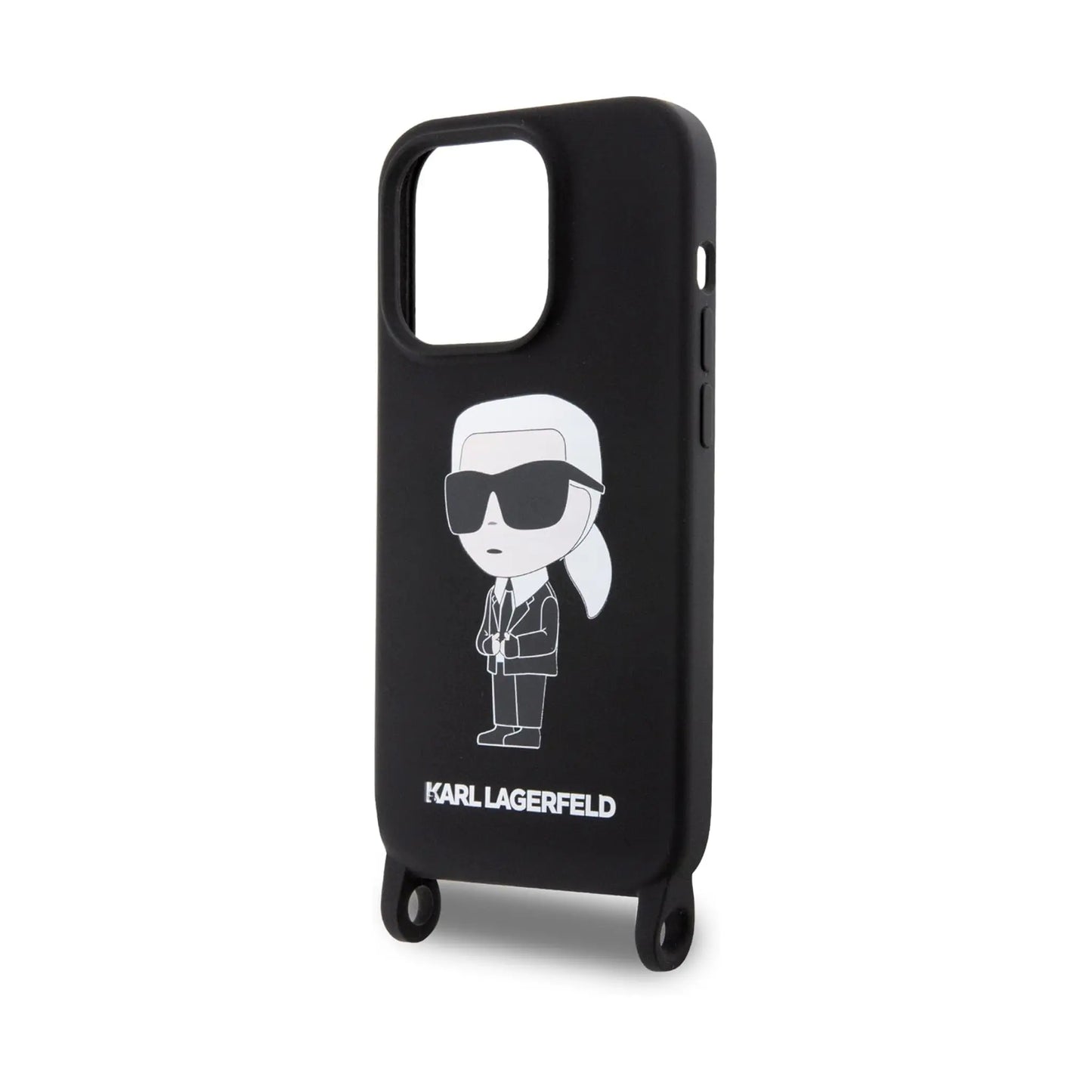 Karl Lagerfeld Liquid Silikon Crossbody Ikonik Case, Schwarz - iPhone 15 Pro Max
