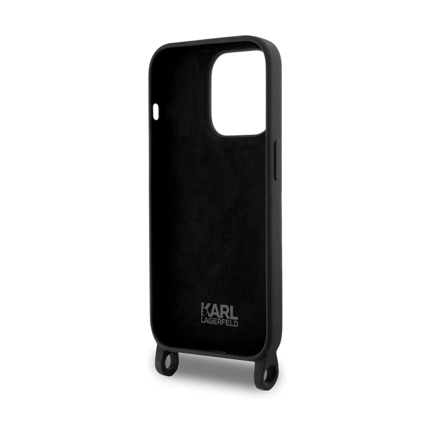 Karl Lagerfeld Liquid Silikon Crossbody Ikonik Case, Schwarz - iPhone 15 Pro Max