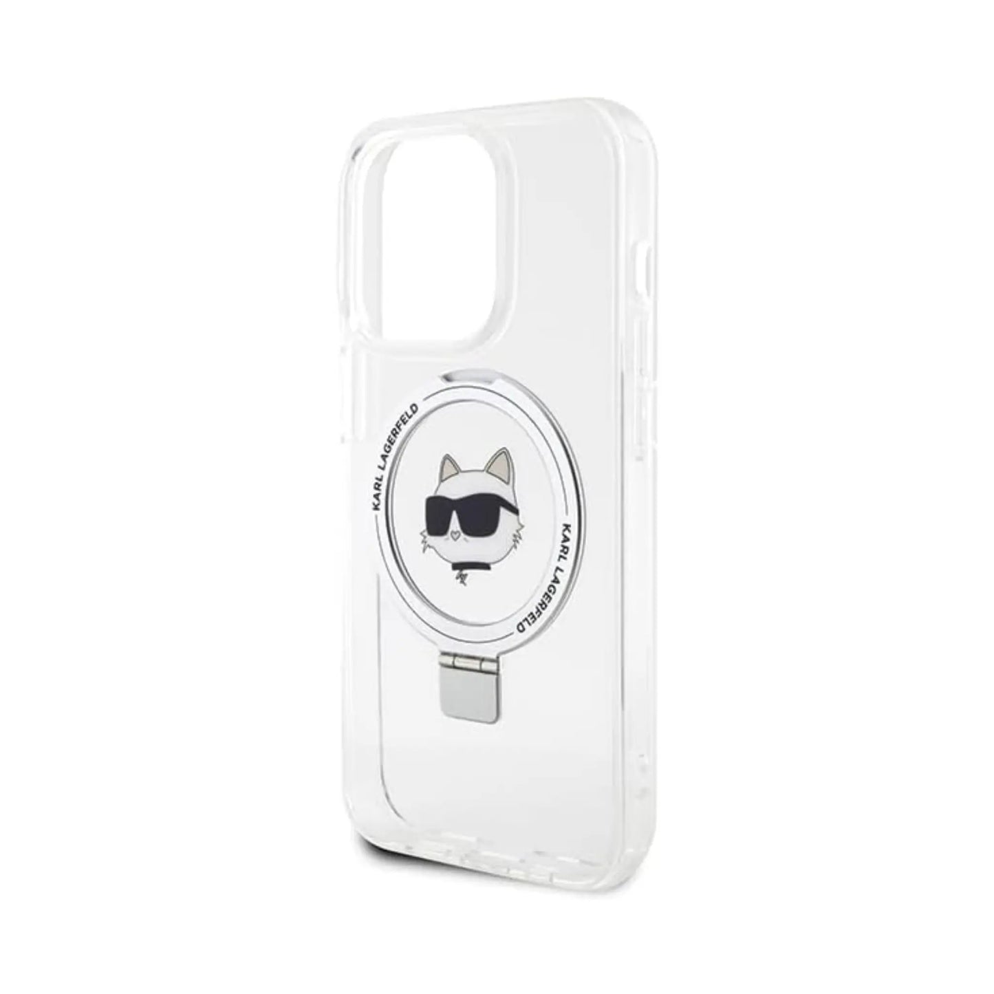 Karl Lagerfeld Ringständer Choupette Head MagSafe Hardcase KLHMP15XHMRSCHH, Weiß - iPhone 15 Pro Max