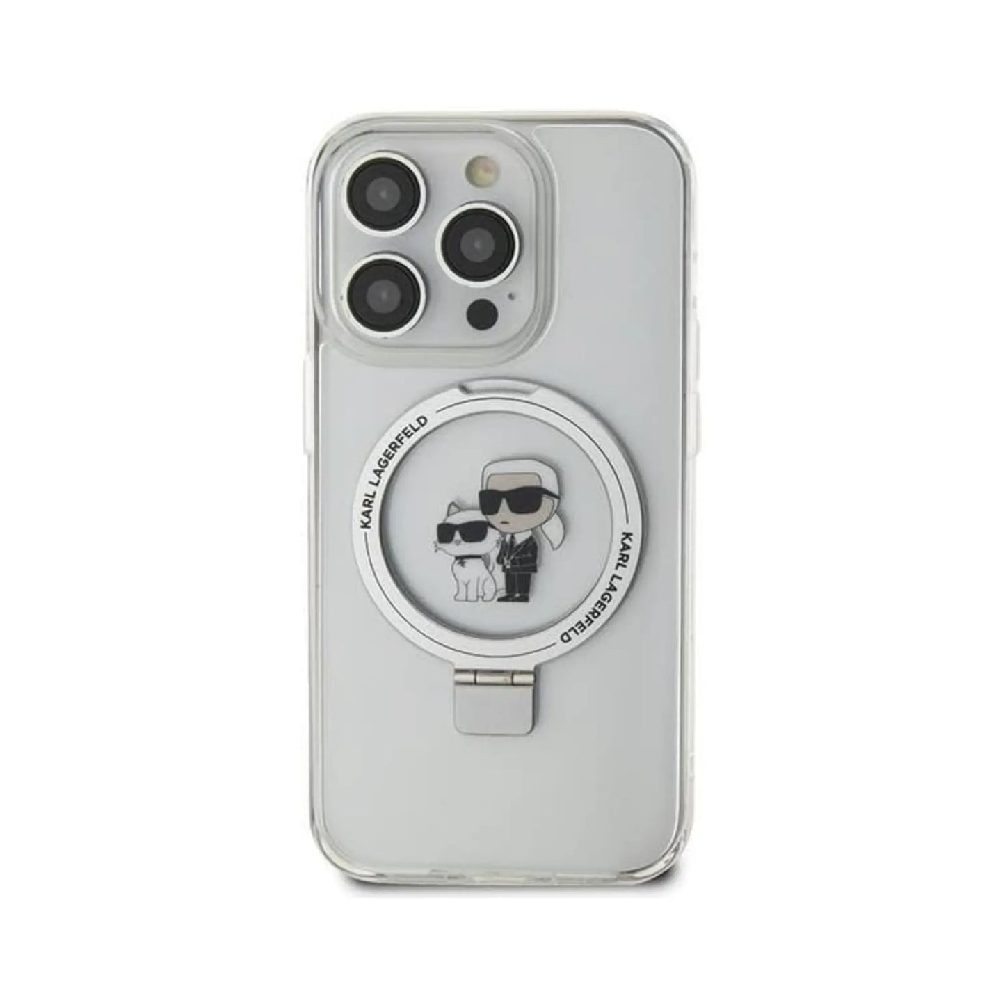 Karl Lagerfeld Ring Stand Karl & Choupette MagSafe Case, Weiß - iPhone 11