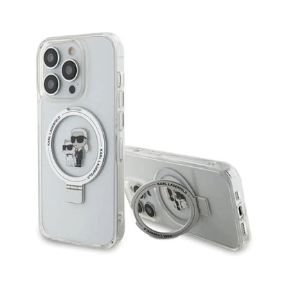 Karl Lagerfeld Ring Stand Karl & Choupette MagSafe Case, Weiß - iPhone 14 Pro Max