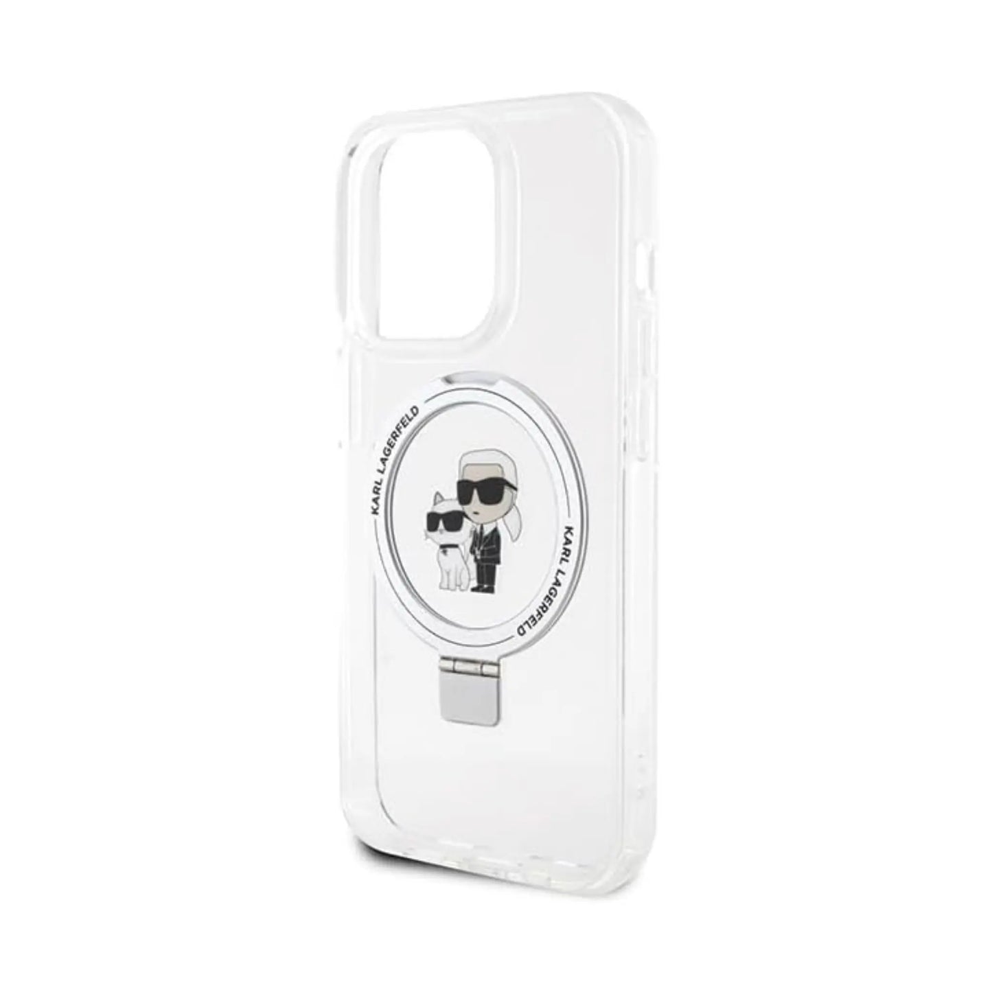 Karl Lagerfeld Ring Stand Karl & Choupette MagSafe Case, Weiß - iPhone 14 Pro Max