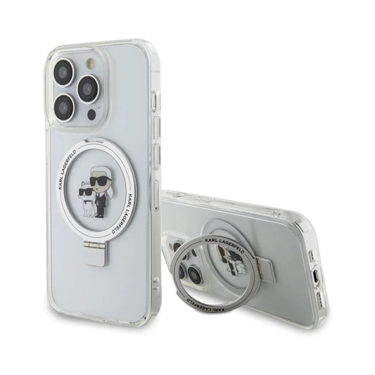 Karl Lagerfeld Hülle KLHMP15XHMRSKCH Ring Stand Karl & Choupette MagSafe Transparent – iPhone 15 Pro Max