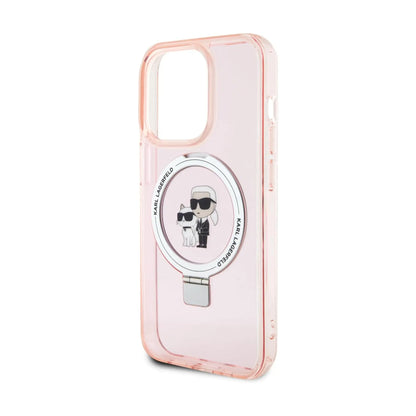Karl Lagerfeld Ring Stand Karl & Choupette MagSafe - iPhone 15 Pro Case (pink)