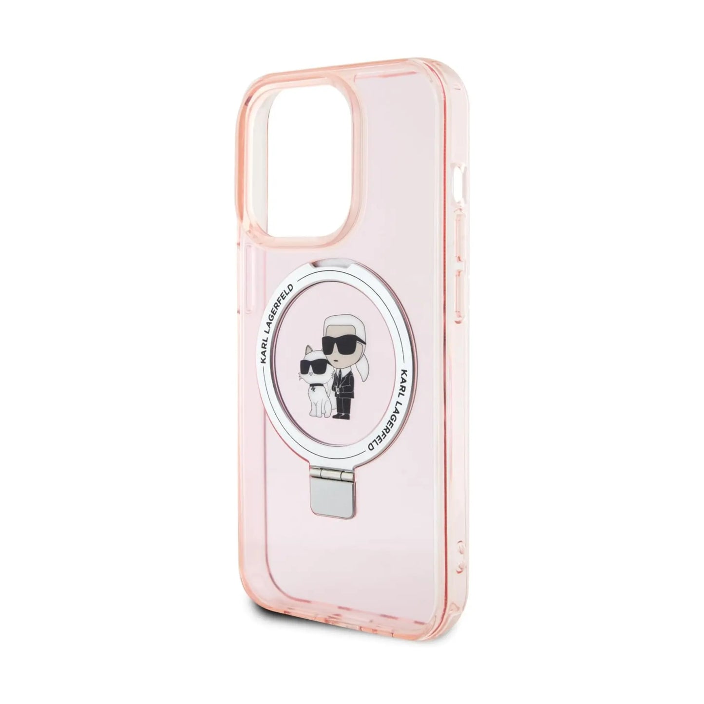 Karl Lagerfeld Ring Stand Karl & Choupette MagSafe Case, Pink - iPhone 15 Pro Max