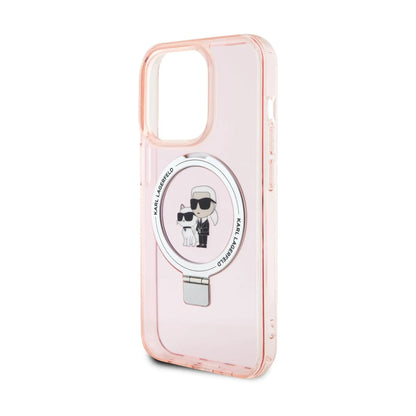 Karl Lagerfeld Ring Stand Karl & Choupette MagSafe Case, Pink - iPhone 15 Pro Max