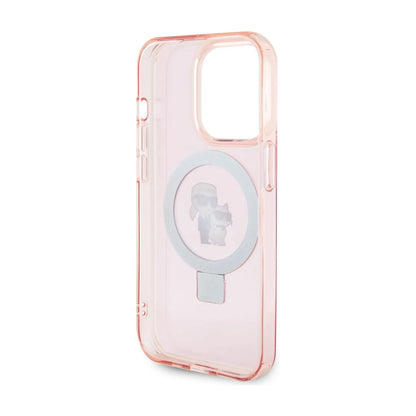 Karl Lagerfeld Ring Stand Karl & Choupette MagSafe Case, Pink - iPhone 15 Pro Max
