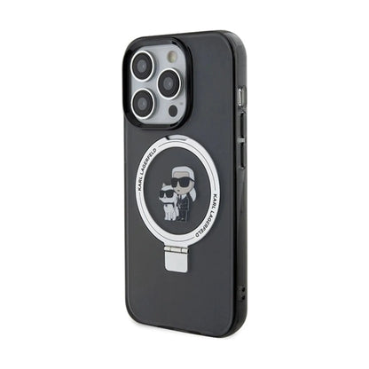 Karl Lagerfeld Hülle Ring Stand Karl & Choupette MagSafe Schwarz – iPhone 13 Pro