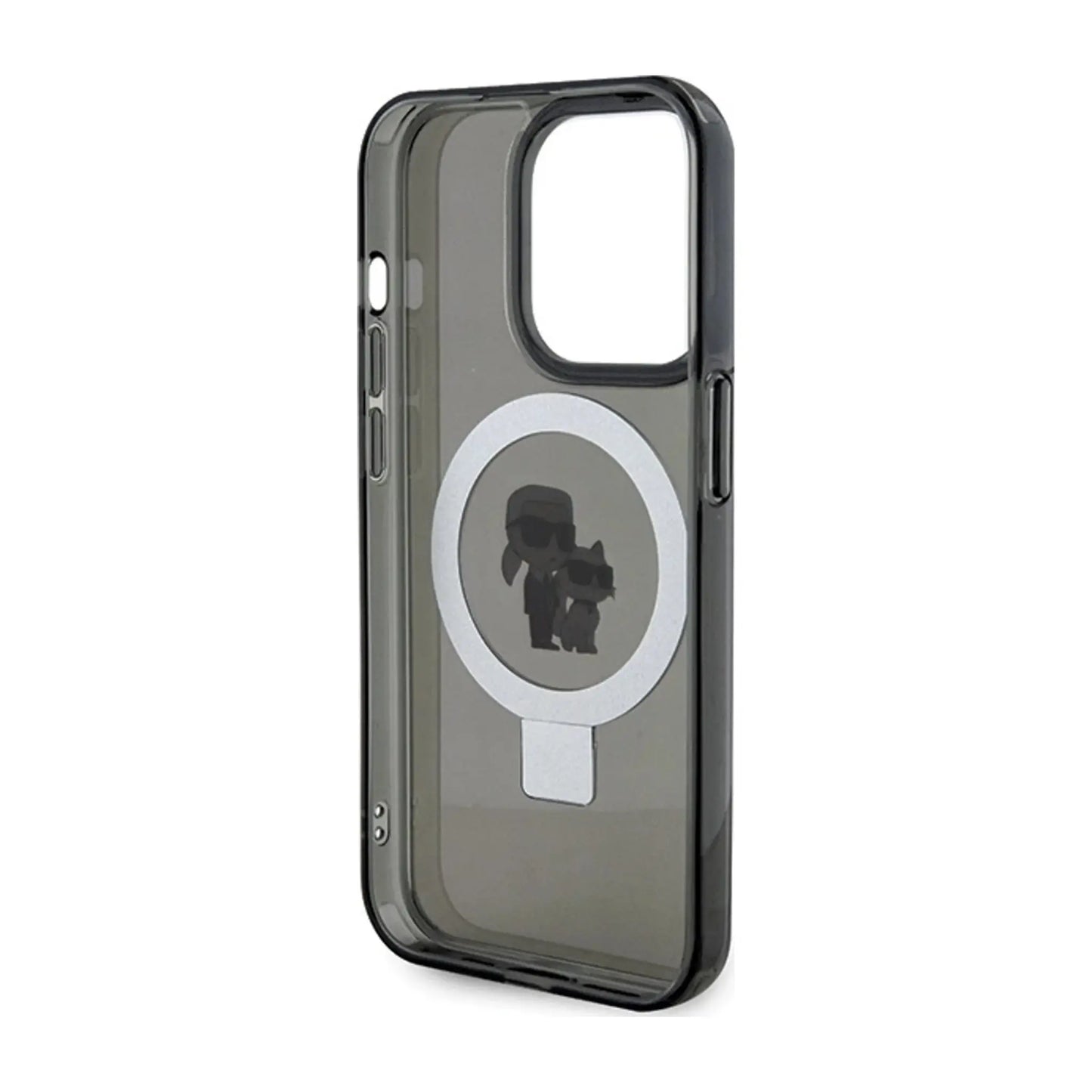 Karl Lagerfeld Hülle Ring Stand Karl & Choupette MagSafe Schwarz – iPhone 13 Pro