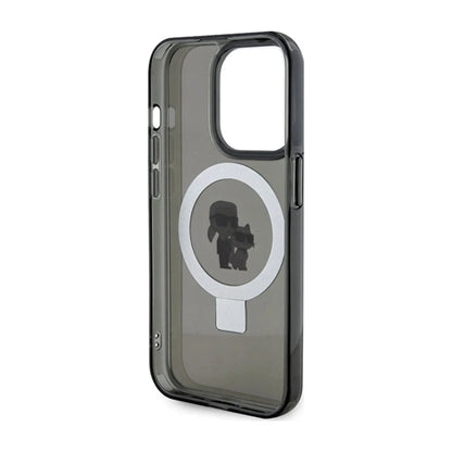 Karl Lagerfeld Hülle Ring Stand Karl & Choupette MagSafe Schwarz – iPhone 13 Pro