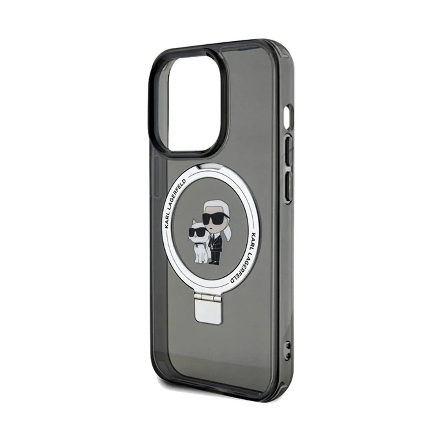 Karl Lagerfeld Ring Stand Karl & Choupette MagSafe Case, Schwarz - iPhone 14 Pro