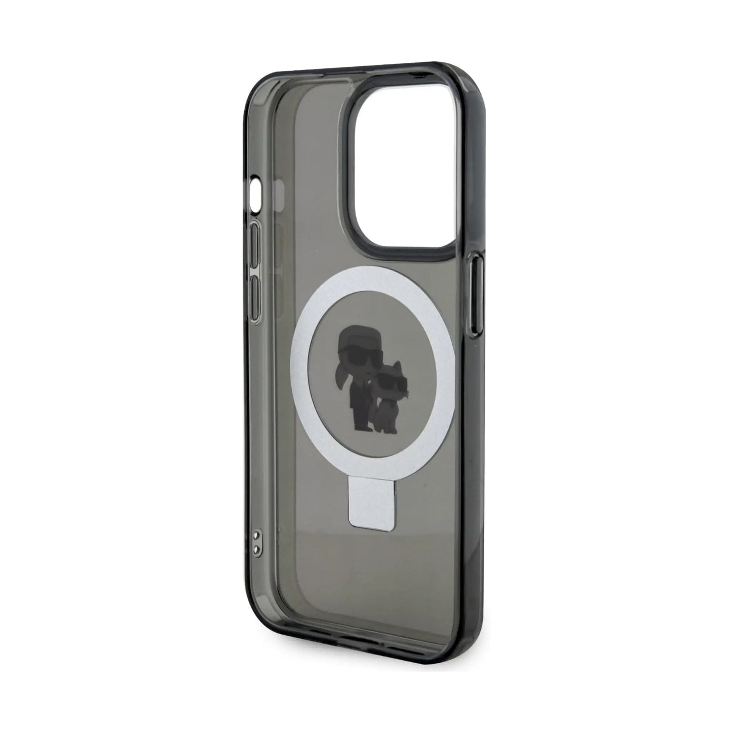 Karl Lagerfeld Ring Stand Karl & Choupette MagSafe Case, Schwarz - iPhone 15 Pro