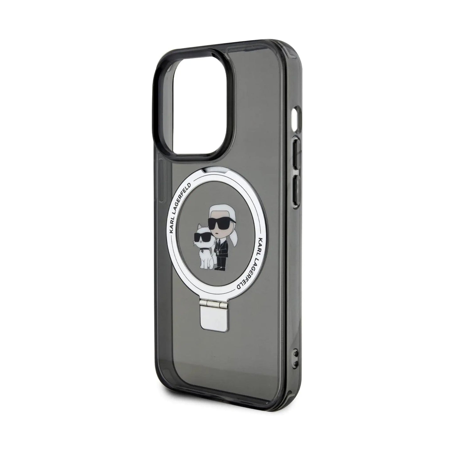 Karl Lagerfeld Ring Stand Karl & Choupette Case KLHMP15XHMRSKCK, Schwarz - iPhone 15 Pro Max