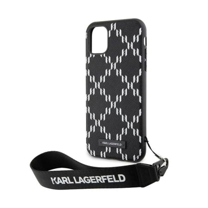 Karl Lagerfeld Hülle Monogram Losange Saffiano Lanyard Schwarz – iPhone 11