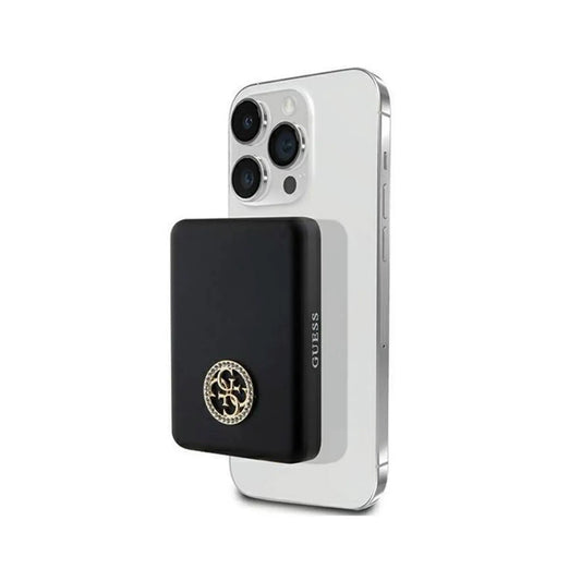 Guess Powerbank GUPBM3AL4DMK 3000mAh 5W 4G Strass Metall Logo für Magsafe - Schwarz