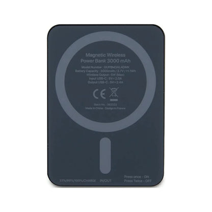 Guess Powerbank GUPBM3AL4DMK 3000mAh 5W 4G Strass Metall Logo für Magsafe - Schwarz