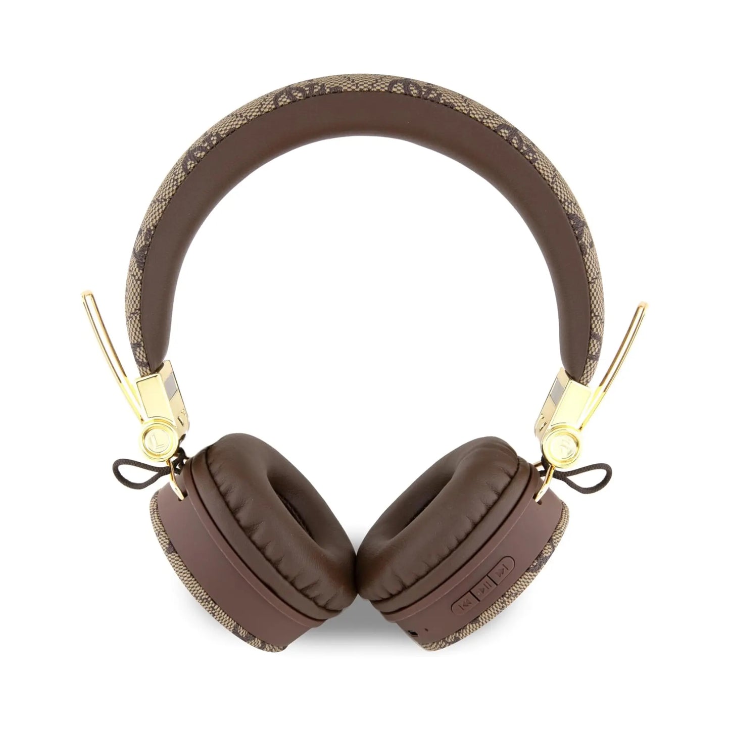 Guess 4G Metal Logo Wireless Kopfhörer aus Kunstleder – Braun