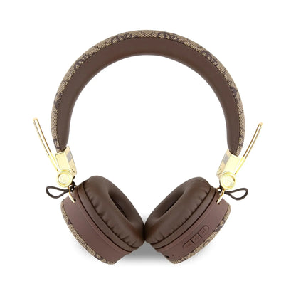 Guess 4G Metal Logo Wireless Kopfhörer aus Kunstleder – Braun