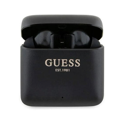 Guess Printed Logo Bluetooth TWS Kopfhörer mit Ladeetui - Schwarz