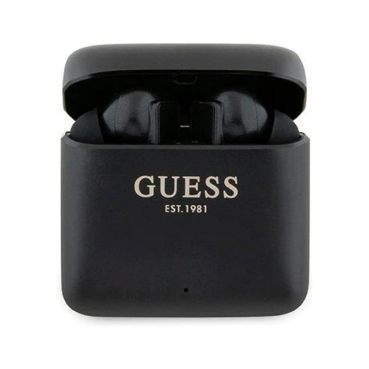 Guess Printed Logo Bluetooth TWS Kopfhörer mit Ladeetui - Schwarz