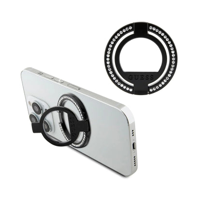 Guess GUMRSALDGK Hülle Ringständer Strass Schwarz Für Magsafe