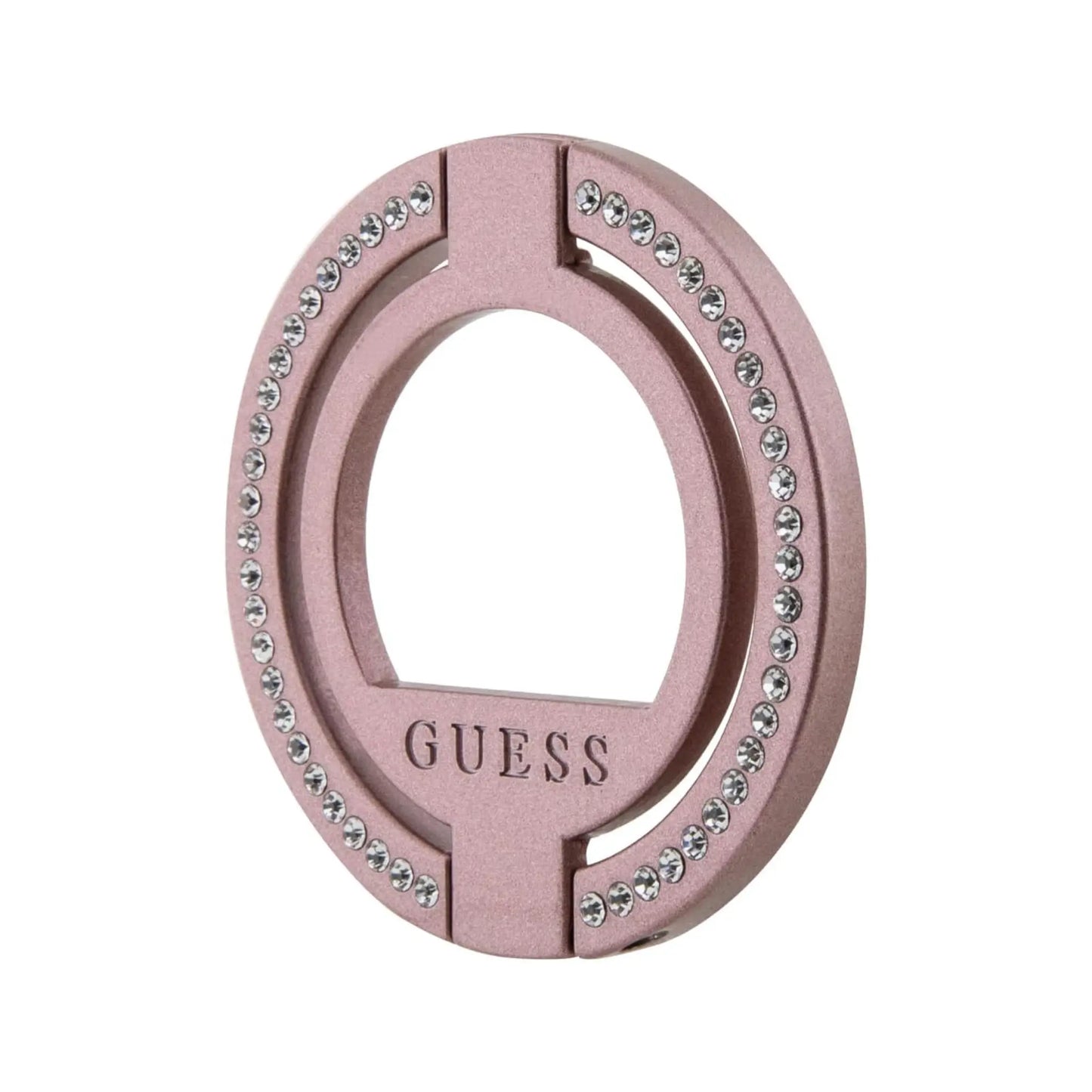 Guess iPhone Hülle GUHCP15RINGSALDGP, Rosa – Ringständer mit Strass