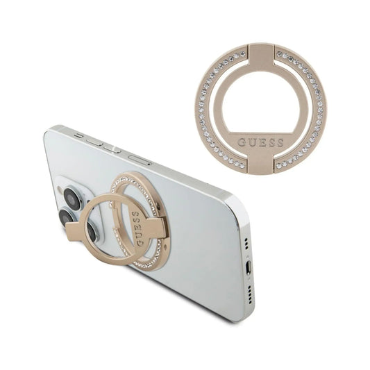 Guess GUMRSALDGD Hülle Ringständer Strass Gold Für Magsafe